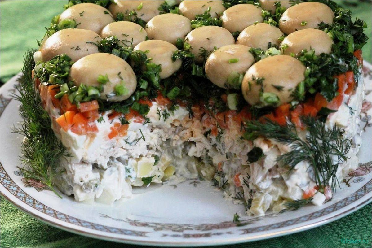 Салат с курицей и маринованными грибами  