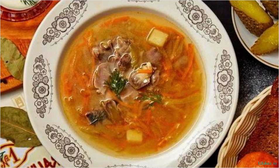 (рассольник, нежными, куриными, сердечками, вкусный) Рассольник с нежными куриными сердечками — вкусный и питательный рецепт